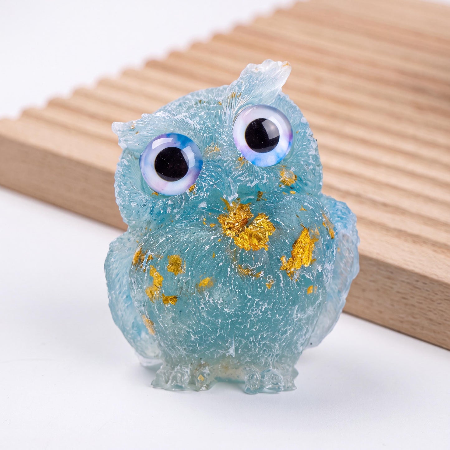 Natural Crystal Owl Figurine, Cute Gemstone Owl Statue, Tiny Quartz Animal Carving, Resin Owl Decor, Whimsical Room Decor, Housewarming Gift