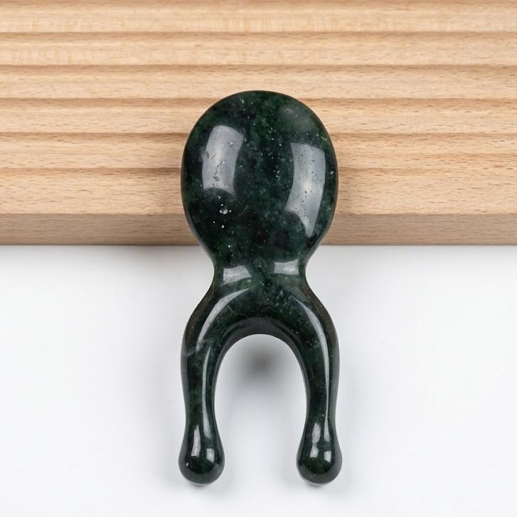 Serpentine Jade Gua Sha Tool, Face Massager, Eye Nose Massage Wand, Face Yoga Tool, Natural Green Jade Beauty Roller Alternative, Spa Gift