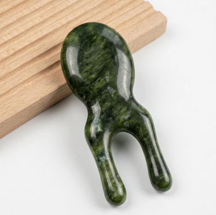 Serpentine Jade Gua Sha Tool, Face Massager, Eye Nose Massage Wand, Face Yoga Tool, Natural Green Jade Beauty Roller Alternative, Spa Gift