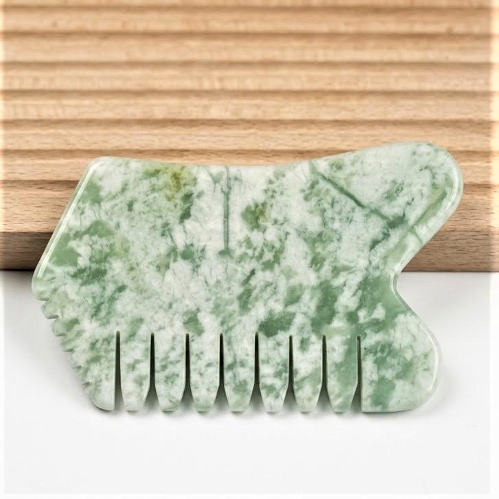 Custom Engraved Jade Gua Sha Comb Box, Personalized Scalp Massage Tool, Facial Lifting Guasha Stone, Spa Self Care Gift for Her